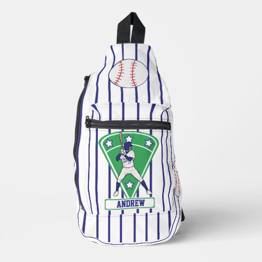 Persoonlijke Baseball Batter Star blue Sling Bag (Voorkant)