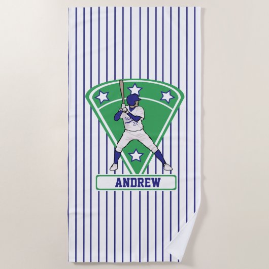 Persoonlijke Baseball Batter Star blue Strandlaken (Voorkant)