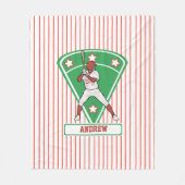 Persoonlijke Baseball Batter Star Red Fleece Deken (Voorkant)