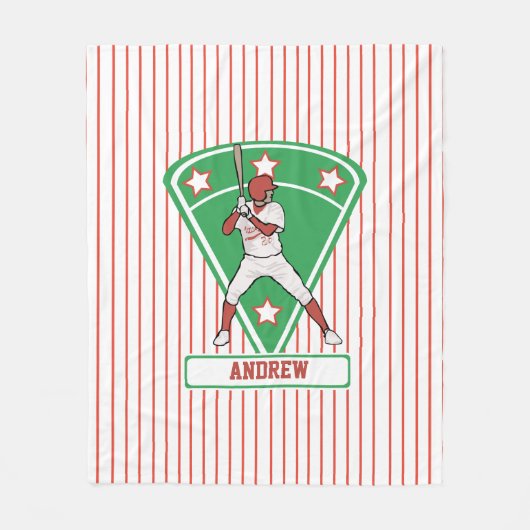 Persoonlijke Baseball Batter Star Red Fleece Deken (Voorkant)