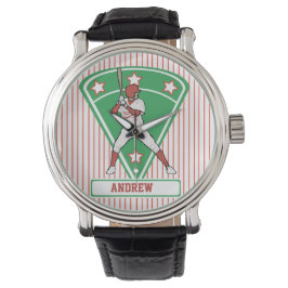 Persoonlijke Baseball Batter Star Red Horloge