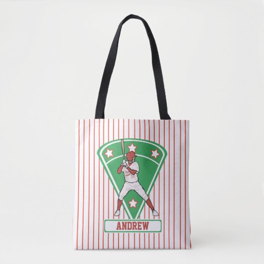 Persoonlijke Baseball Batter Star Red Tote Bag (Voorkant)