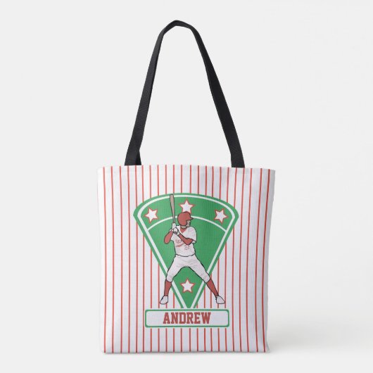 Persoonlijke Baseball Batter Star Red Tote Bag (Achterkant)