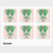 Persoonlijke Baseball Batter Star Red Vierkante Sticker (Vel)