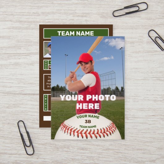 Persoonlijke Baseball Card (Gepersonaliseerd batte Visitekaartje (Voorkant / Achterkant in situ)