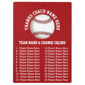 Persoonlijke Baseball Coach-cadeaus in uw kleuren Klembord (Achterkant)