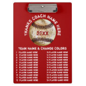 Persoonlijke Baseball Coach-cadeaus in uw kleuren Klembord (Voorkant)