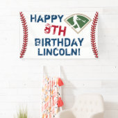 Persoonlijke Baseball Happy Birthday-banner Spandoek (Insitu)