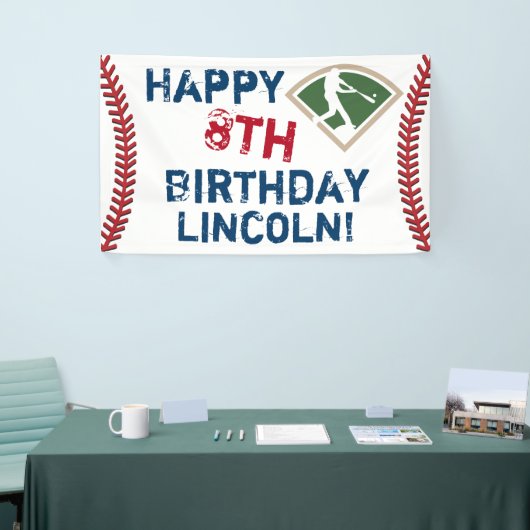 Persoonlijke Baseball Happy Birthday-banner Spandoek (Beurs)