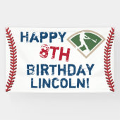 Persoonlijke Baseball Happy Birthday-banner Spandoek (Horizontaal)