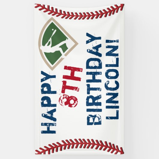 Persoonlijke Baseball Happy Birthday-banner Spandoek (Verticaal)