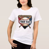 Persoonlijke Baseball Home Plate Luipaardprint Tri-Blend Shirt (Voorkant)