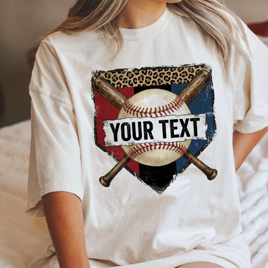 Persoonlijke Baseball Home Plate Luipaardprint Tri-Blend Shirt