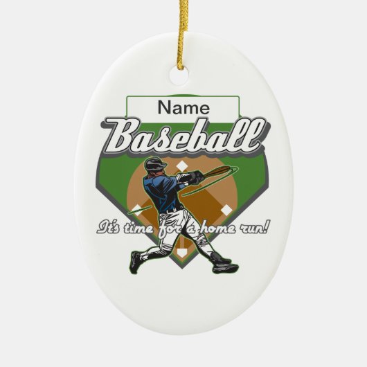 Persoonlijke Baseball Home Run Keramisch Ornament (Voorkant)