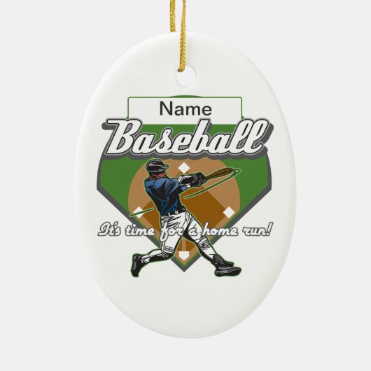 Persoonlijke Baseball Home Run Keramisch Ornament (Achterkant)