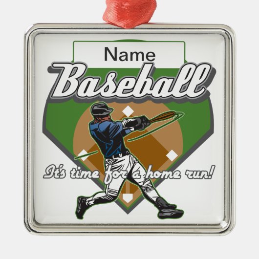 Persoonlijke Baseball Home Run Metalen Ornament (Voorkant)