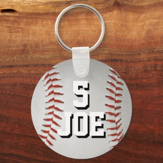 Persoonlijke Baseball Keychain Name en Number (Voorkant)