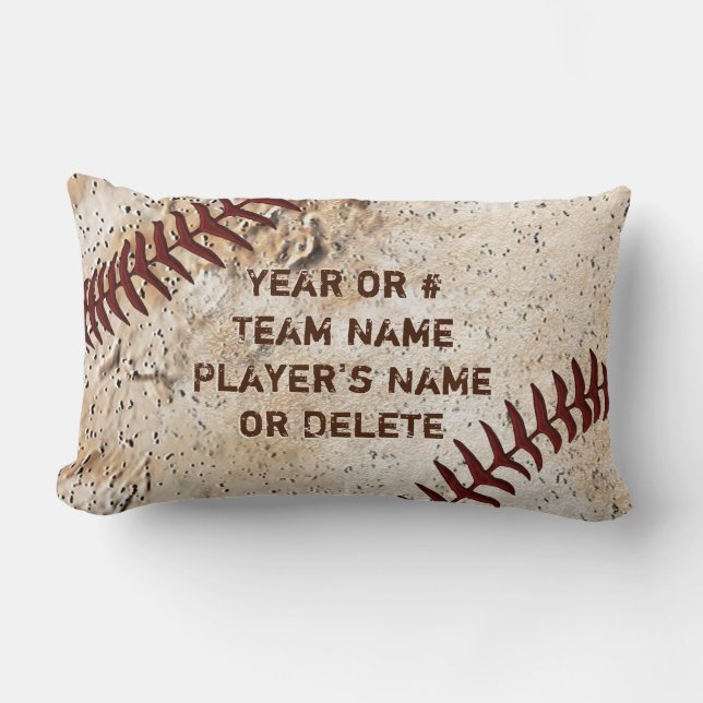 Persoonlijke Baseball Kussen Lumbar, UW TEKST (Voorkant)