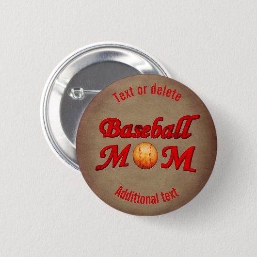 Persoonlijke Baseball Moeder Cute Ronde Button 5,7 Cm (Voorkant /achterkant)