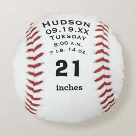 Persoonlijke Baseball Name and Baby Stats Rond Kussen