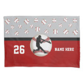 Persoonlijke Baseball Pillow-Hoesjes, rood en grij Kussensloop (Voorkant-Links)