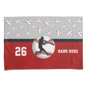 Persoonlijke Baseball Pillow-Hoesjes, rood en grij Kussensloop (Voorkant-Rechts)