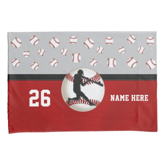 Persoonlijke Baseball Pillow-Hoesjes, rood en grij Kussensloop (Voorkant-Rechts)