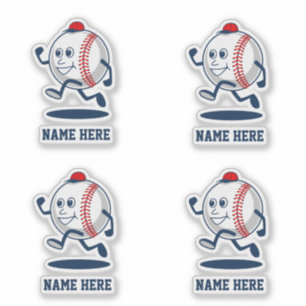 Persoonlijke Baseball Softball Cartoon Naam Sticker