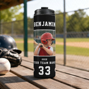 Persoonlijke Baseball Speler Foto Sport Thermosbeker