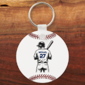 Persoonlijke Baseball Speler Naam & Nummer Sleutelhanger (Voorkant)