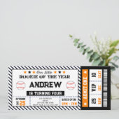 Persoonlijke Baseball ticket verjaardagsuitnodigin Kaart (Staand voorkant)