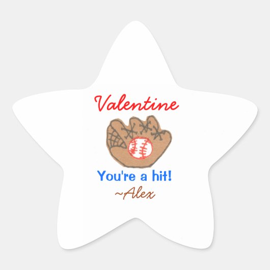 Persoonlijke baseball valentijnssticker ster sticker (Voorkant)