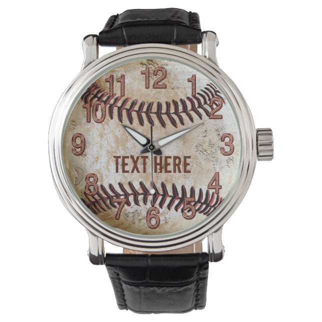 Persoonlijke  Baseball Watts JOUW TEKST Horloge (Voorkant)