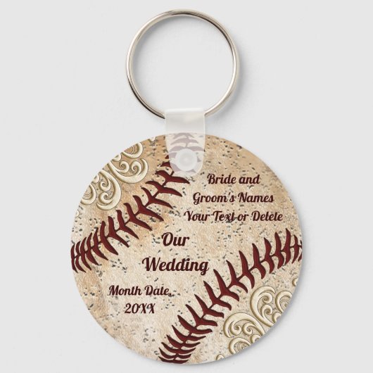 Persoonlijke Baseball Wedding Favors, Baseball Sleutelhanger (Voorkant)