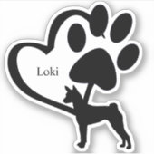 Persoonlijke Basenji Hond Hound Hart Naam Aangepas Sticker (Voorkant)