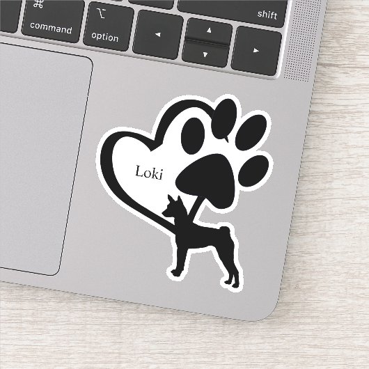 Persoonlijke Basenji Hond Hound Hart Naam Aangepas Sticker (Detail)