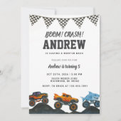 Persoonlijke Bash Monster Truck Verjaardagsfeest Kaart (Voorkant)