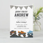 Persoonlijke Bash Monster Truck Verjaardagsfeest Kaart (Staand voorkant)