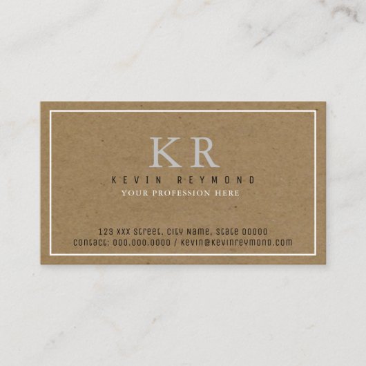 Persoonlijke Basic Faux-Kraft Bruine presentatie Visitekaartje (Voorkant)