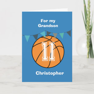 Persoonlijke basketbal 11e verjaardag kleinzoon kaart