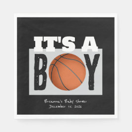 Persoonlijke Basketbal Baby Shower voor Jongen Zwa Servet