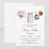 Persoonlijke Basketbal baby shower waterverf Kaart (Voorkant / Achterkant)