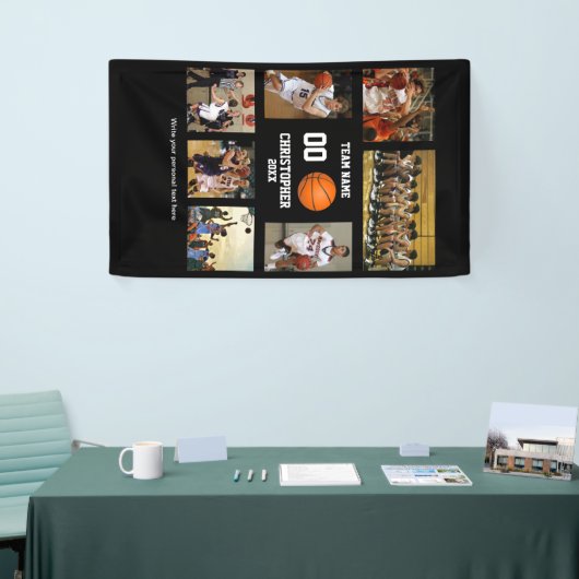Persoonlijke Basketbal Foto Collage Speler  Spandoek (Beurs)