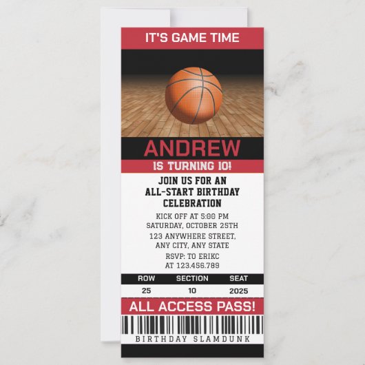 Persoonlijke Basketbal High-Flying Hoops Verjaarda Kaart (Voorkant)