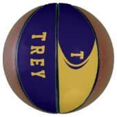 Persoonlijke basketbal in blauwe paarse goudkleur (Verticaal)
