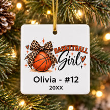 Persoonlijke Basketbal Meisje Luipaard Strik Kerst