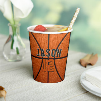 Persoonlijke basketbal met naam en leeftijd papieren bekers