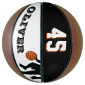 Persoonlijke basketbal met spelersnaam nummer (Verticaal)