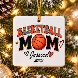 Persoonlijke Basketbal Moeder Aangepaste Naam Kers Keramisch Ornament