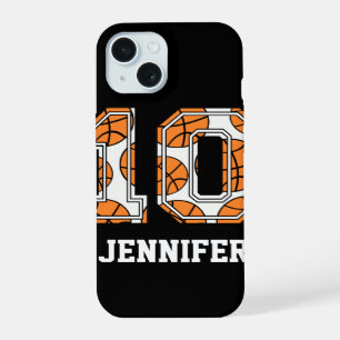 Persoonlijke Basketbal Nummer 10 iPhone 15 Hoesje